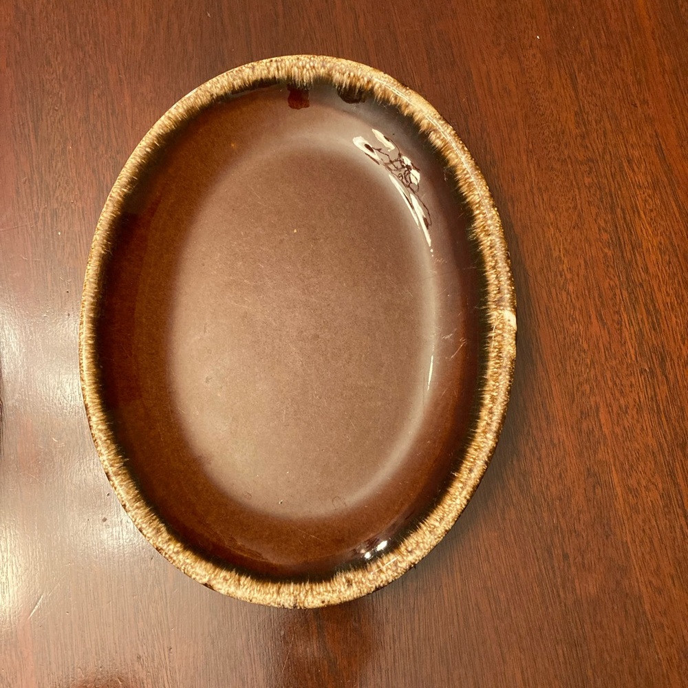 Vintage Hull Pottery Brown Drip Glazed oval serving platters 12” and 14” drip - Picture 3 of 6